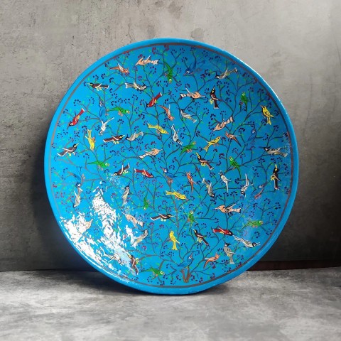 Lapis Blue Base Tree Of Life Birds Wallplate 12x12