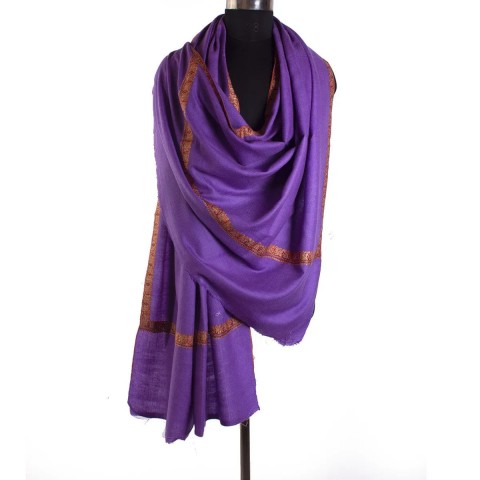 Violet sozni Embroidered Hashidaar Pashmina Shawl