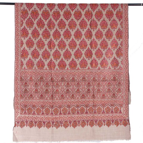 Khudrang base Sangeen design sozni Embroidered Jamawar Pashmina Shawl