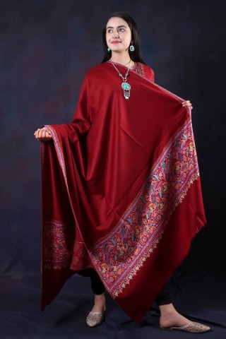Red Base Sozni Embroidered Handwoven Pashmina Shawl