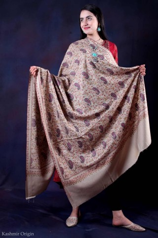 Khudrang Sozni Embroidered Handwoven Jamawar Pashmina Shawl