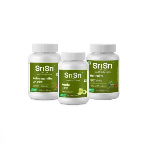 Stress Relief, Memory Enhancer and Immunity Kit (Ashwagandha, Amla, Amruth Tabs)