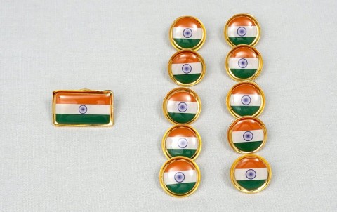 INDIAN FLAG LAPEL PINS ROUND (S) - Set of 11