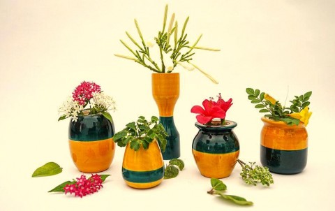 Blue & Yellow - Hydroponics Set - 5 vases