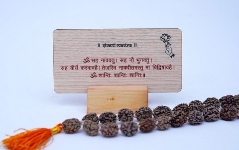 SHANTI MANTRA Desk Plaque on Wood