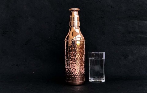 Pure Copper Hammered Water Bottle