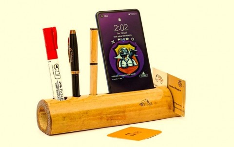 Bamboo Mobile and Desk Organiser