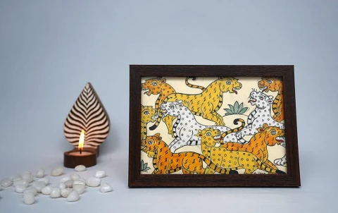 Tigers | Odisha Pattachitra Painting | A5 Frame | Garuda Prakashan