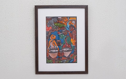 Fishing | Santhal Painting | A4 Frame