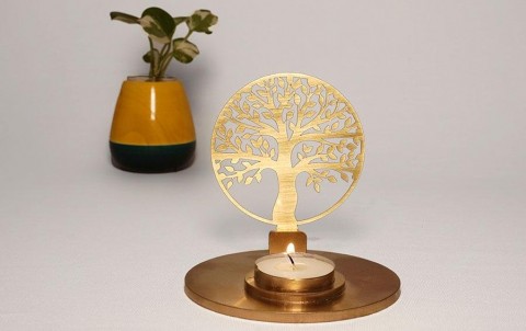 Tree of Life Tealight Candle Holder – Brass Cutwork