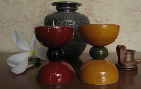 HOUR GLASS Wooden T-LIGHT - PAIR