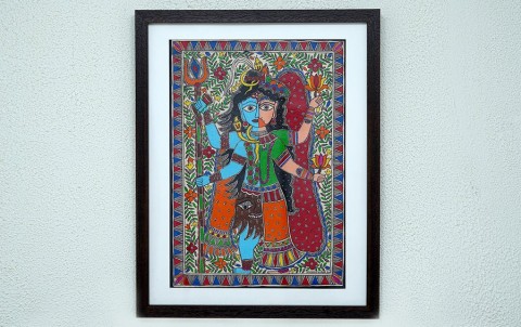 Shiva Ardhnarishwar | Madhubani Painting | A3 Frame