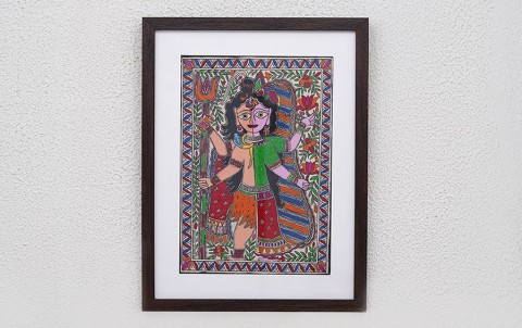 Shiva Ardhnarishwar | Madhubani Painting | A4 Frame