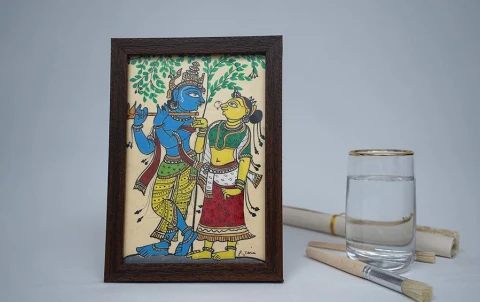 Radha-Krishna | Odisha Pattachitra Painting | A5 Frame