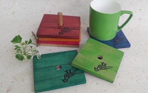 Wooden Tea Coasters Set