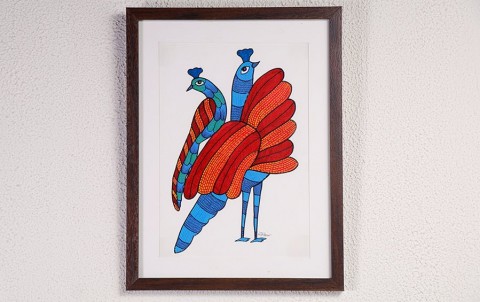 Majestic Peacock | Gond Painting | A4 Frame