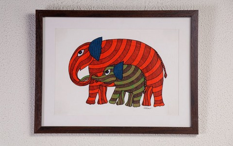 Elephant | Gond Painting | A4 Frame