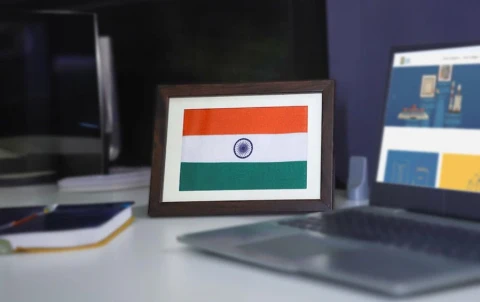 Tiranga - Handspun Khadi National Flag - Desktop Frame ( A5)