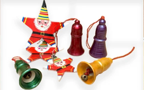 Decorative Hanging Santa Stars & Bells Set
