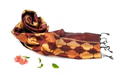 IKAT SILK STOLE - Maroon