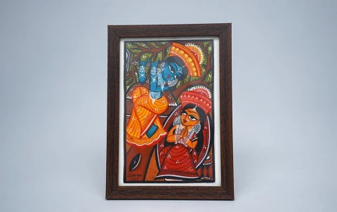 Radha-Krishna | Bengal Patachitra Painting | A5 Frame
