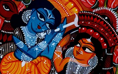 Radha-Krishna | Bengal Patachitra Painting | A4 Frame