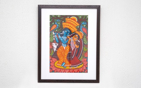 Radha-Krishna | Bengal Patachitra Painting | A3 Frame