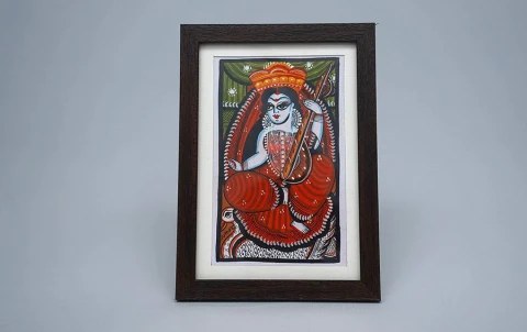 Saraswati | Bengal Patachitra Painting | A5 Frame