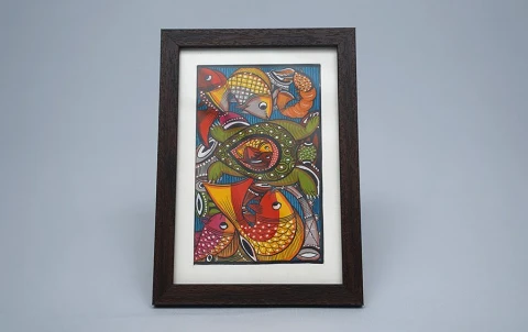 Fish Marriage | Bengal Patachitra Painting | A5 Frame