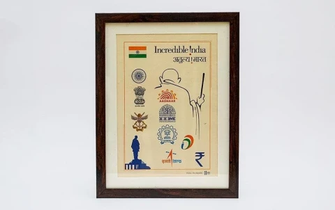 Symbols of Modern India (Colour) A3 - Wall Frame
