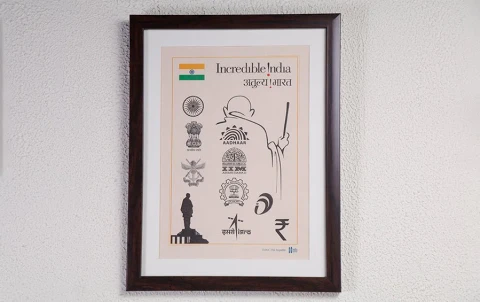 Symbols of Modern India (Black)- Wall Frame