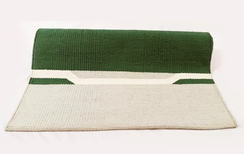 COTTON YOGA MAT - Green with Gray border