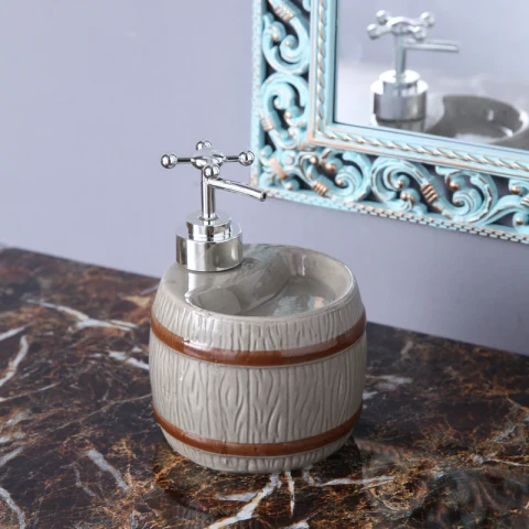 Grey Barrel Soap Dispenser