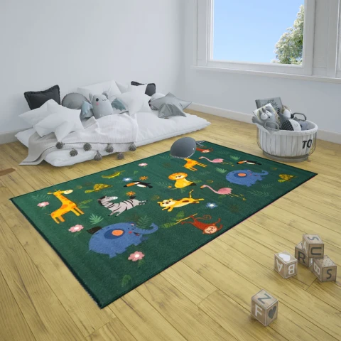 Kids City Car Track Rug - Green