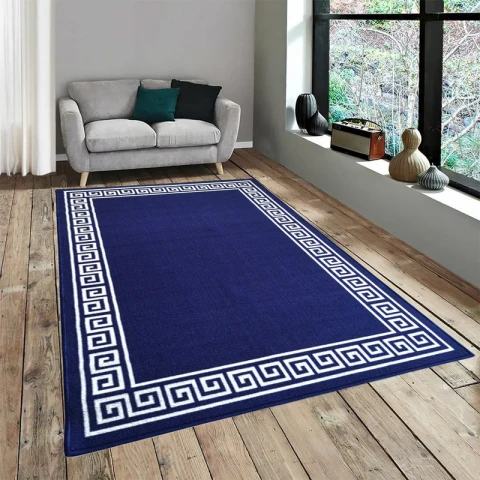 Greek Anti-Slip Rug - Blue, Single Line