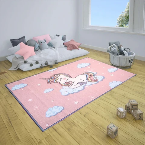 Unicorn Anti-Slip Kids Rug - Pink