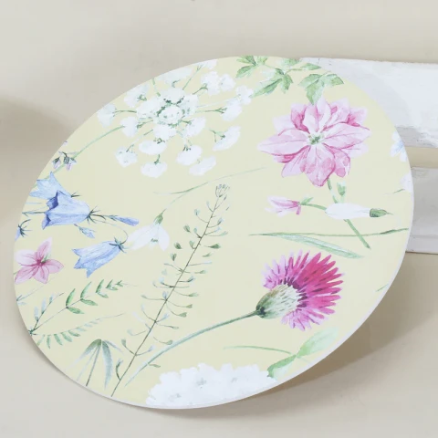 Floral Wooden Trivet - Yellow