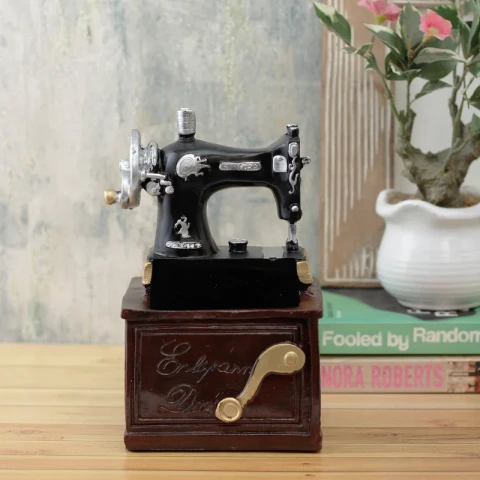 Vintage Sewing Machine Desk Organizer - Brown