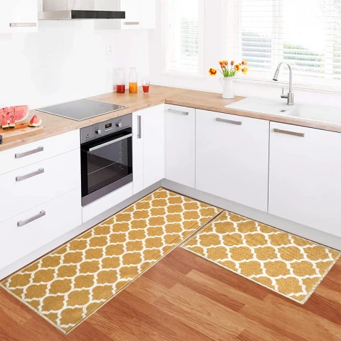 Islamic Trellis Floor Mats - Yellow and Beige