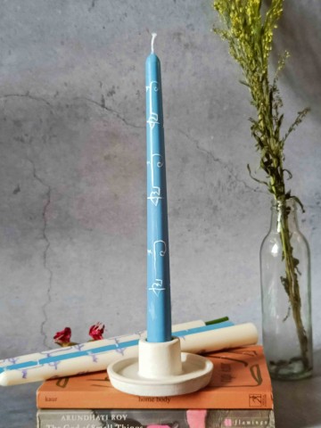 Abstract Faces Hand- painted Tapered Candles - Set of 4