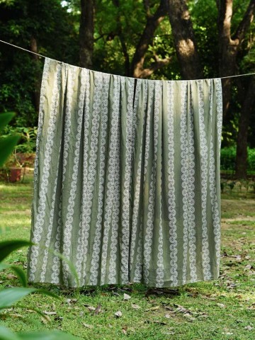 Srujan Tarang Hand-Block Print Curtains - Extra Long Curtain (2.7 M x 1 M)