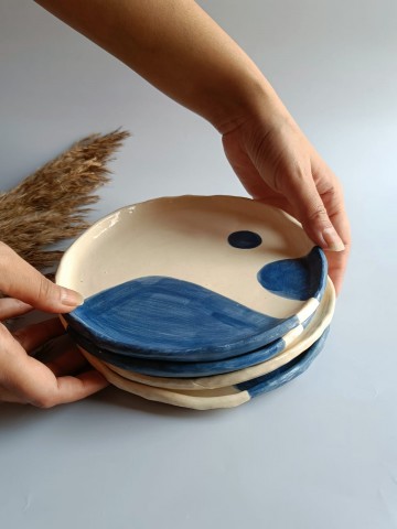 Ocean Flow Ceramic Quarter - Snack Plate