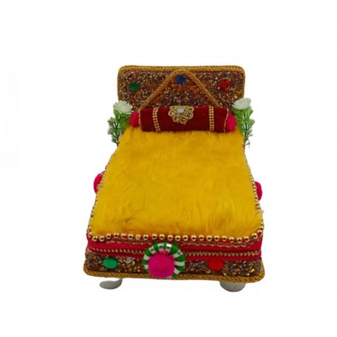 Multicoloured Handcrafted Multi-purpose Wooden Bed/SofacomBed for Laddu Gopal size: 1 to 6 Nos. Bed size:- L:11 x B:6 x H:5.5 Inches