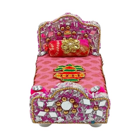 Multicoloured Handcrafted Multi-purpose Wooden Bed for Laddu Gopal size: 0 to 4 Nos. Bed size:- L:7 x B:4 x H:4 Inches
