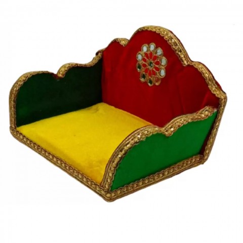 Wooden Handcrafted Royal Small size Singhasan for Laddu Gopal ji for size: 3 to 4 | Size:- L:6 x B:7 x H:5