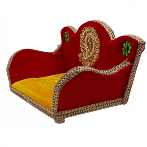 Wooden Handcrafted Royal Big Size Singhasan for Laddu Gopal ji for size: {4 to 6 } | Size:- L:6 x B:8 x H:6 Inches
