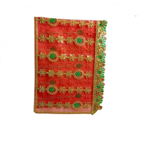 Red Color Handcrafted Mata Rani Chunni. Length: 27 x Breadth: 9