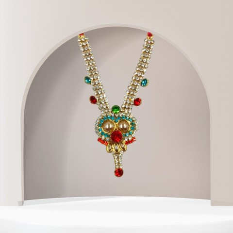 Multicolour handmade artificial Moti/pearls beautiful mala/garland for Idols & photo frames. For Idol height between 4 to 7 inches and Gopal Ji size- 3 to 7.