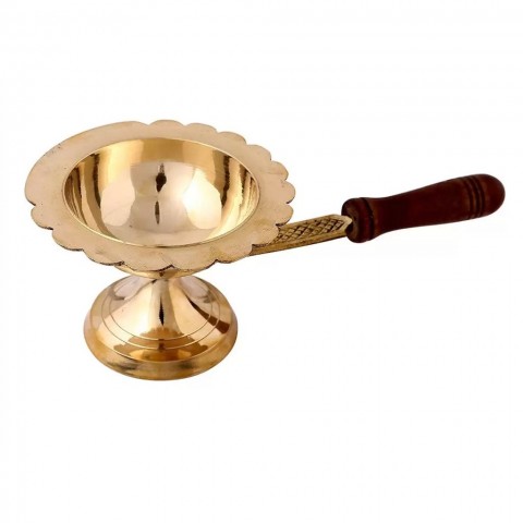 Pure Brass Traditionally Designed Round Akhand Diya. Size-Diameter-2 Inches, Length-2 Inches.