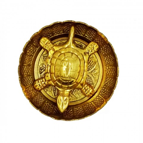 Handcrafted pure brass Kachhua with plate. Length 4 inches.